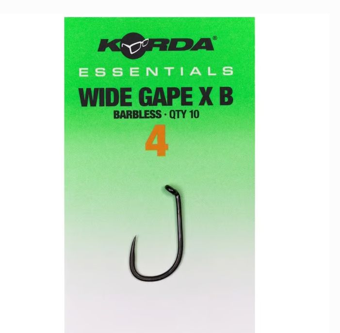 Korda Essentials Wide Gape X Barbless Hooks, Size: 4