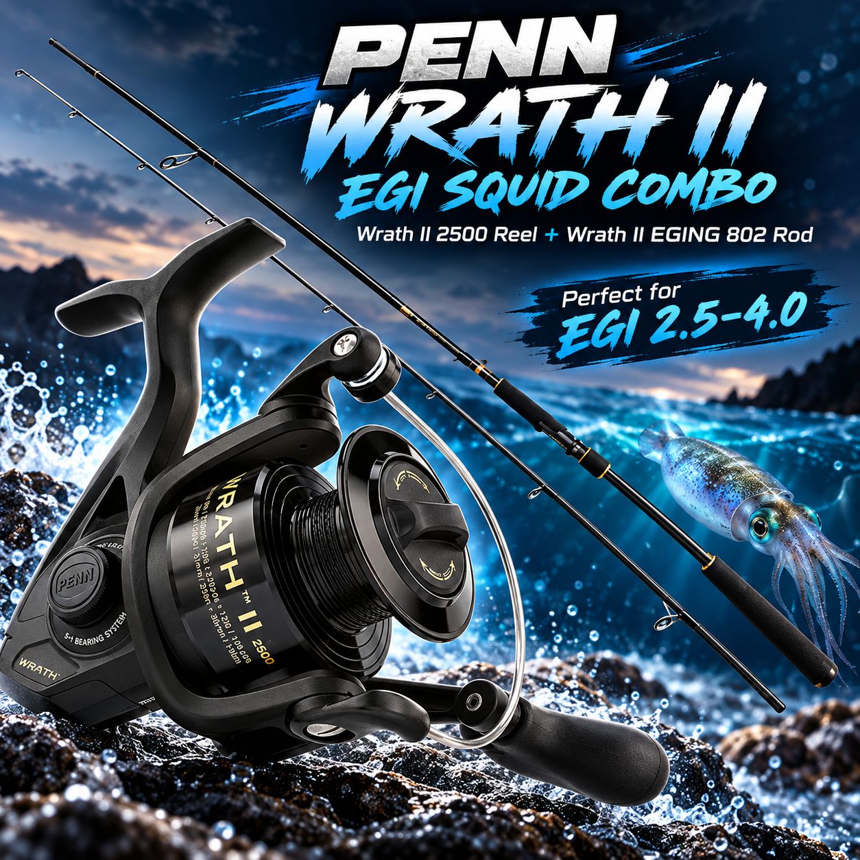 Penn Wrath EGI Squid rod combo