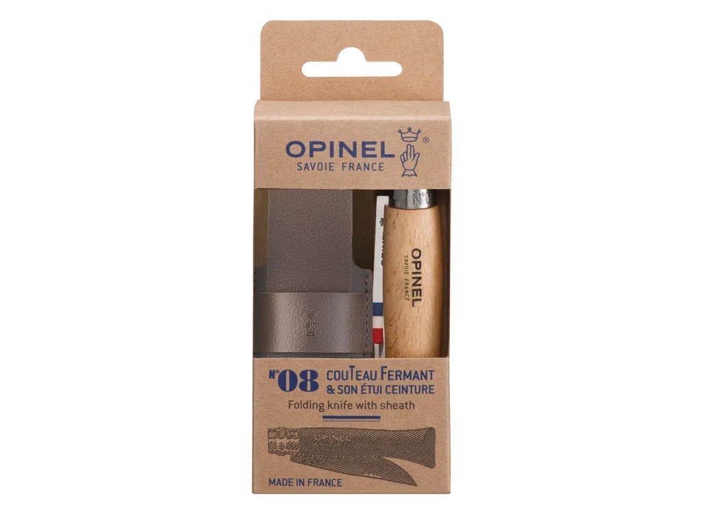 Opinel N°08 Classic Originals Stainless Steel Knife with Sheath Gift Set