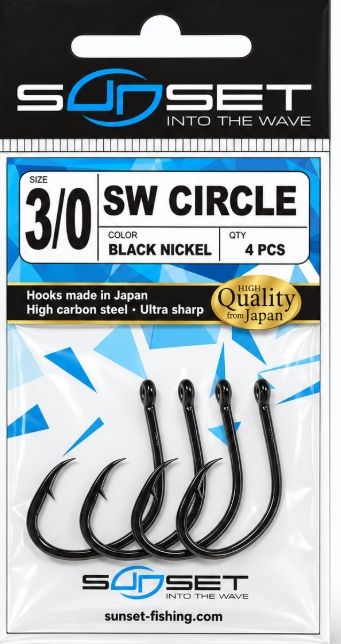 Sunset Sunhooks SW Circle BN Sea Fishing Hooks, Size: 3/0 4PCS