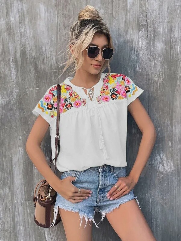 Embroidery Chiffon Shirt