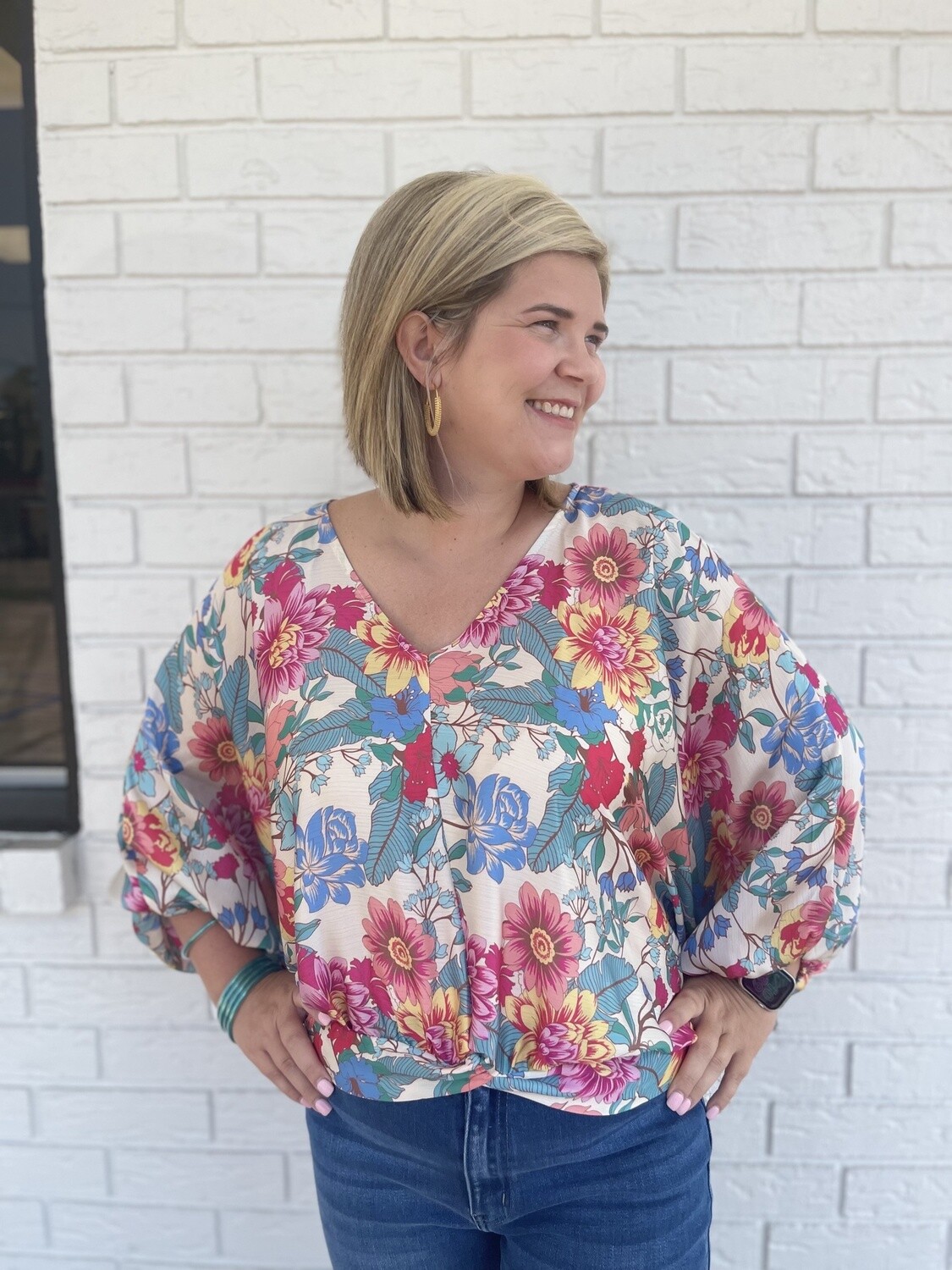 Floral Puff Sleeve Blouse