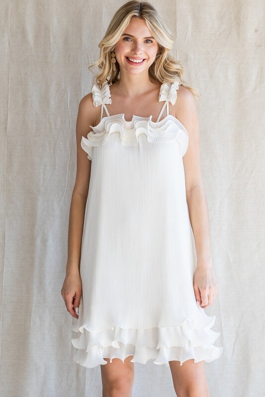 Black Pleated Scrunchie Straps Dress
