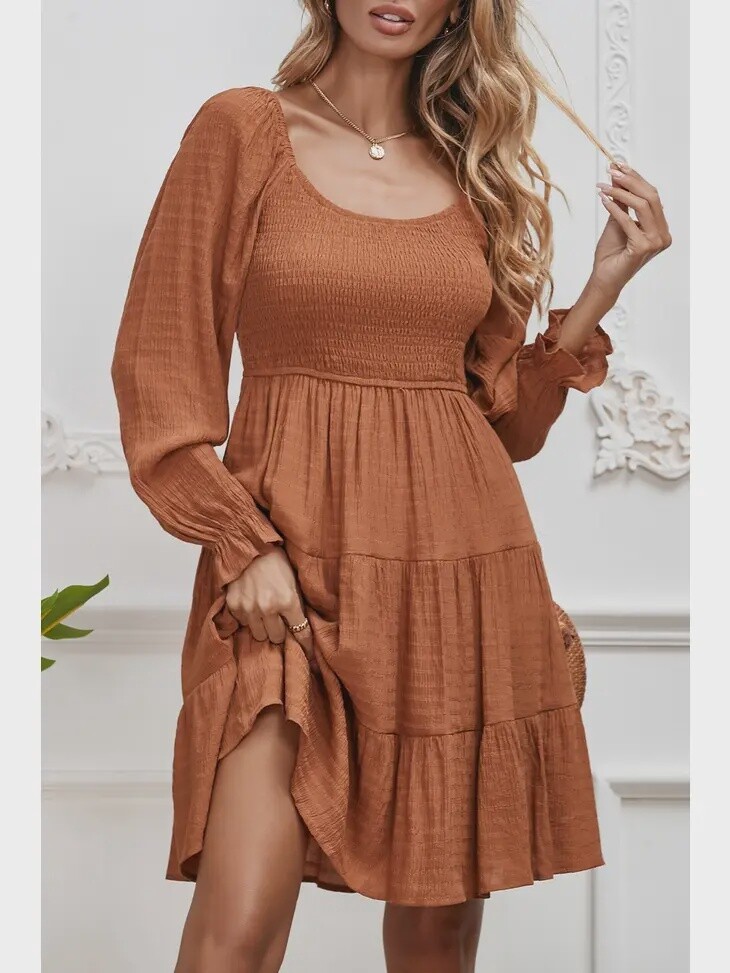 Smocked Tiered Mini Dress