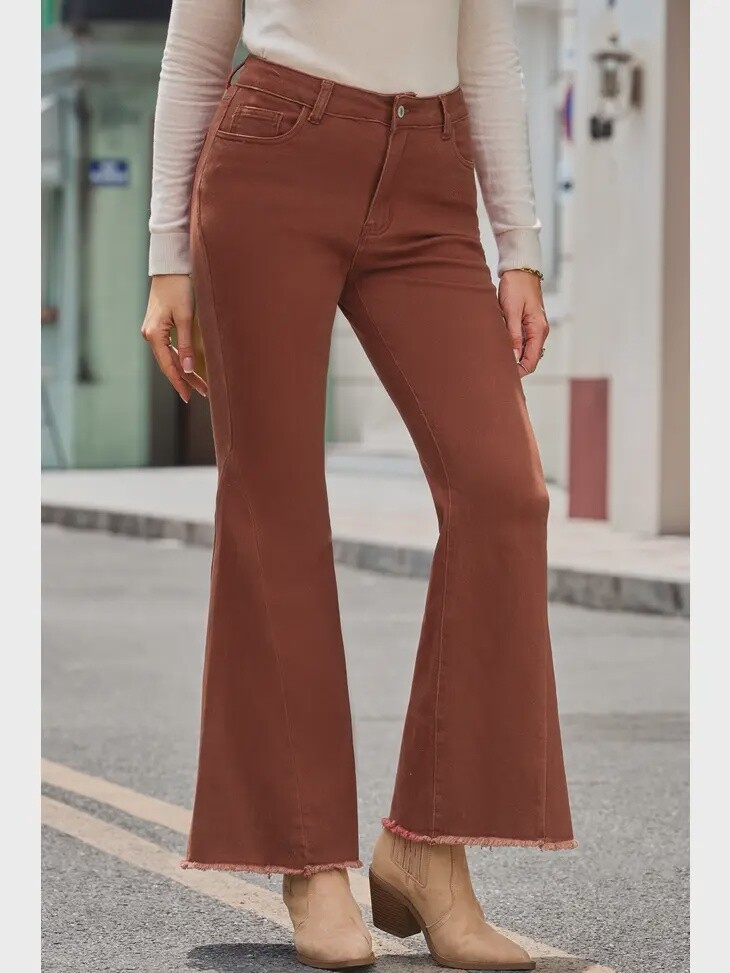 High Waisted Raw Hem Jeans