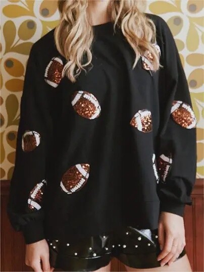 Sequined Football  Sweatshirt