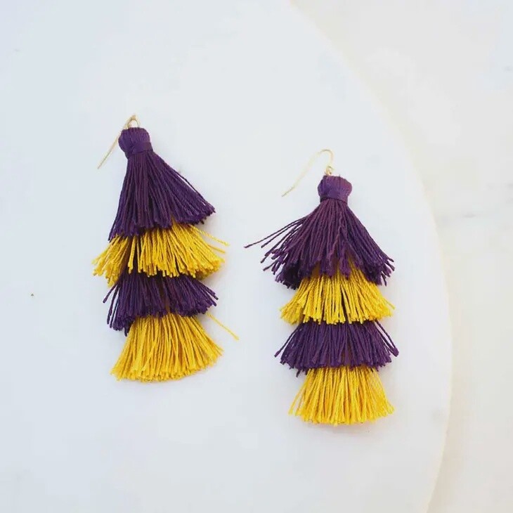Tassel Earrings Purple/Gold