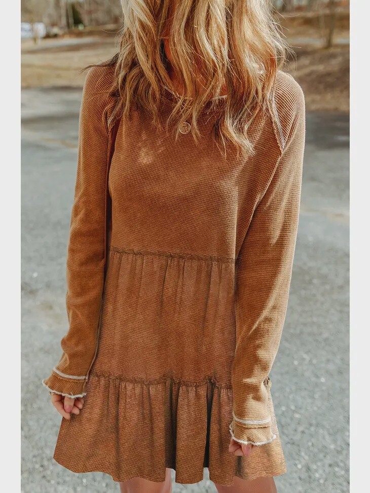 Chestnut Textured Mini Dress