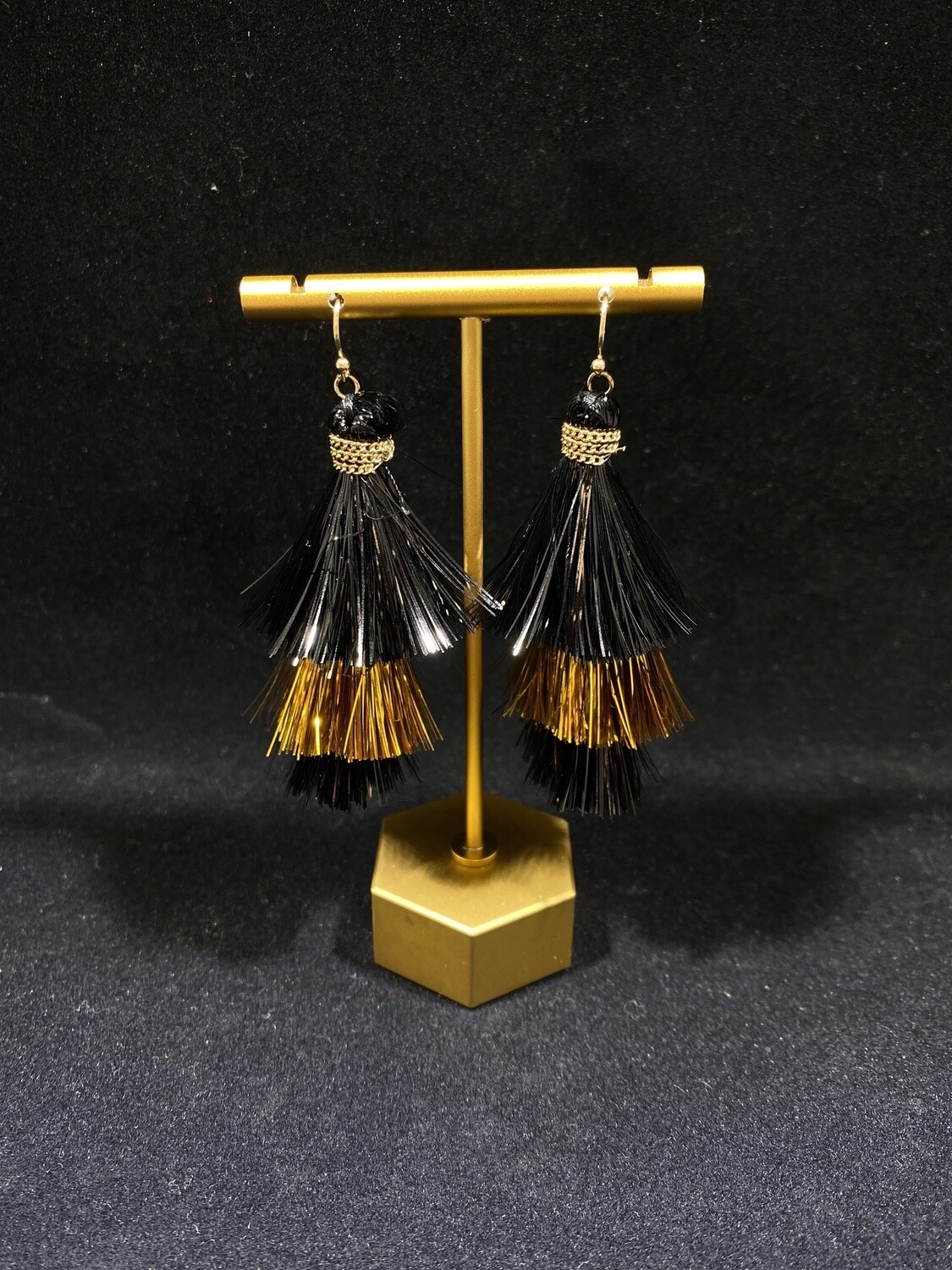 Black/Gold Tassel Earrings