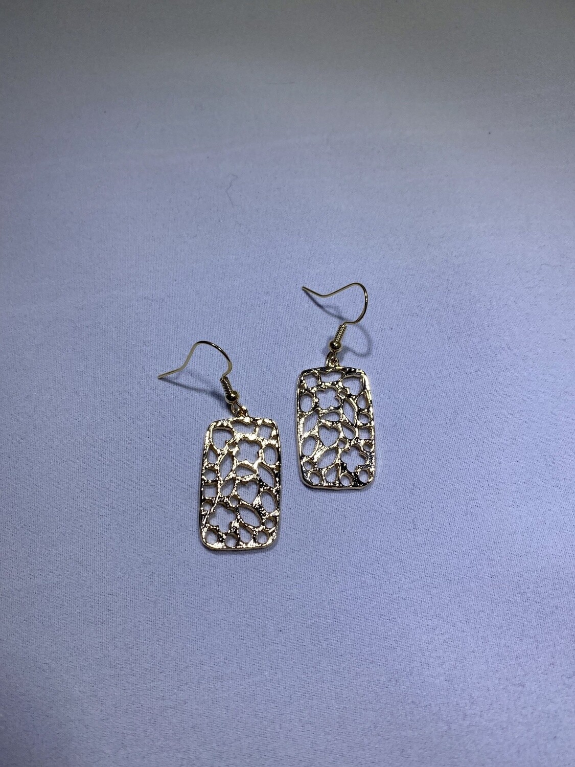 Textured Gold rect Earring