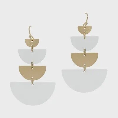 Half Moon Gold/White Earring