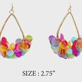 Gold Teardrop Sequins Earring