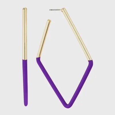 Purple/Gold Diamond Shape Earrings