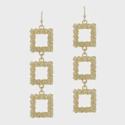 Textured Sq Open Earrings