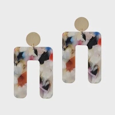 Multi Acrylic Geo Arch Earring