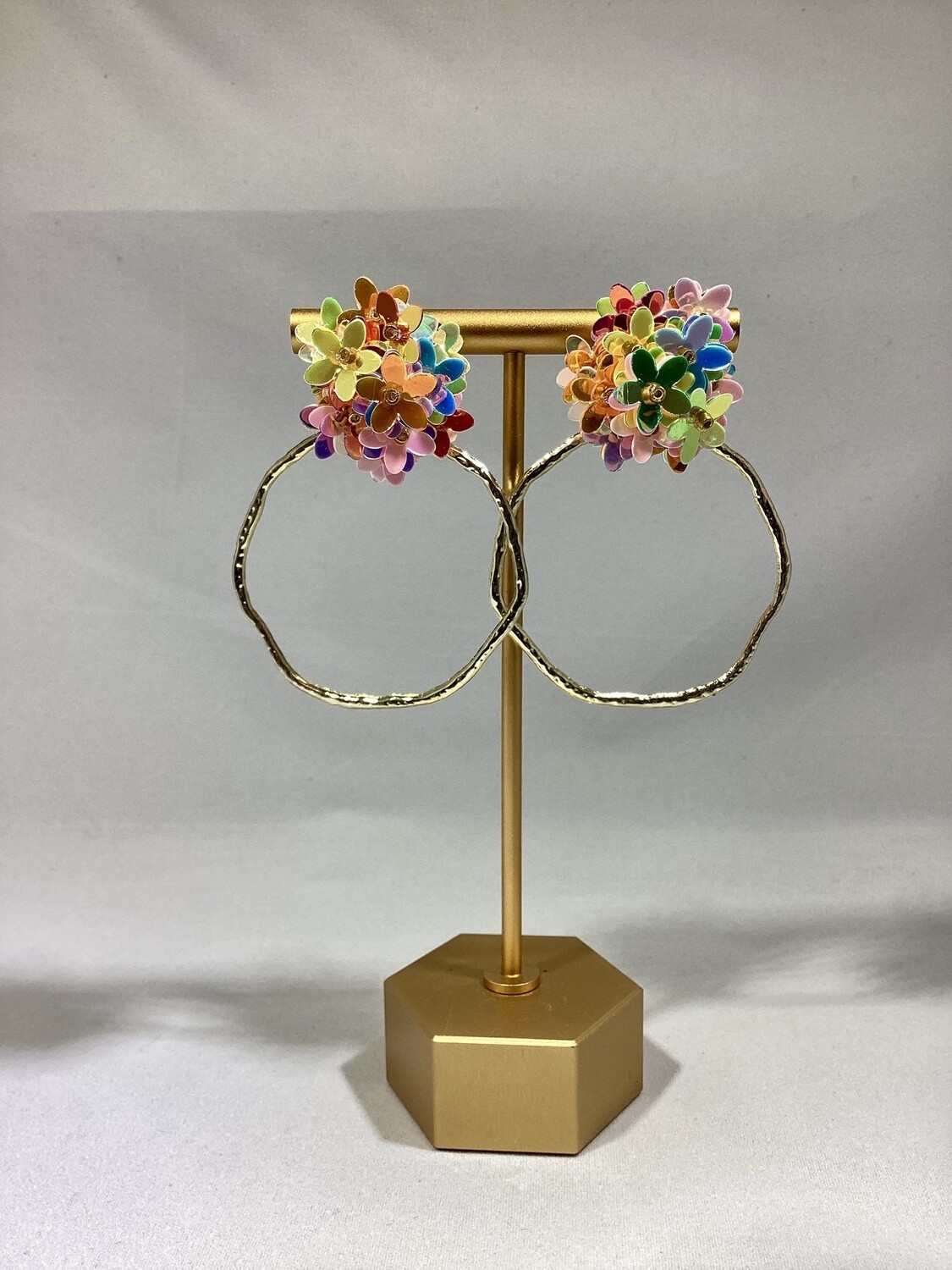 Flowered Top Earrings, color: Rainbow, shape: Rect