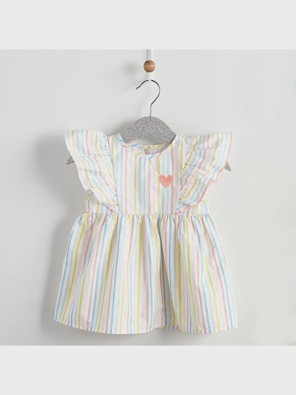 Flutter Sleeve Rainbow Dress-NB