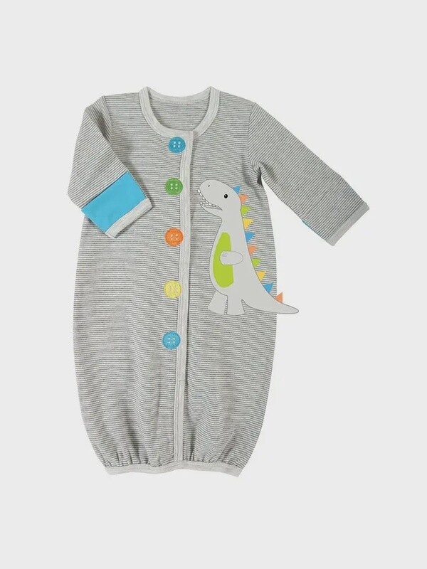 Grey w/Dinosaur Gown 0-6mos