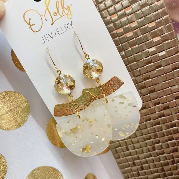 Topaz Stone W/Gold Flake Earrings