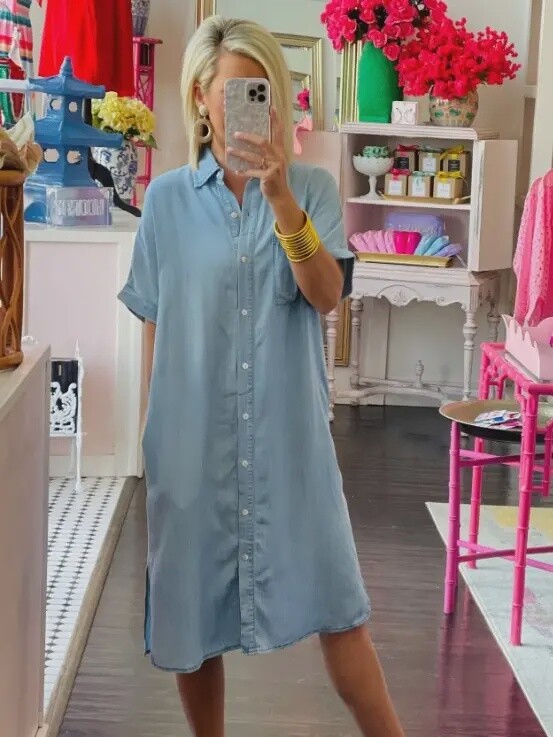 Denim Button Down Midi Dress