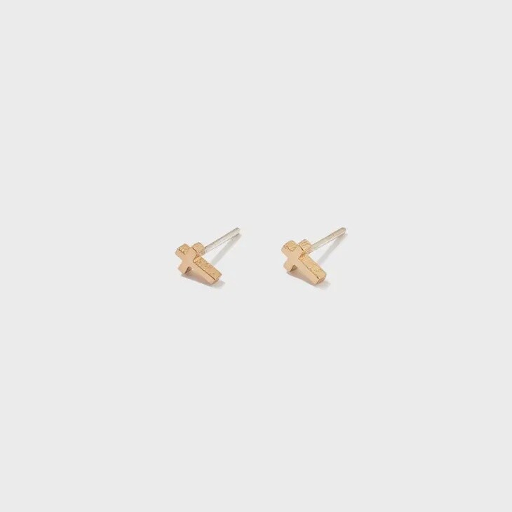 Gold Cross Studs