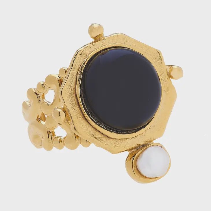 Becca Pearl Ring, color: Black Onyx
