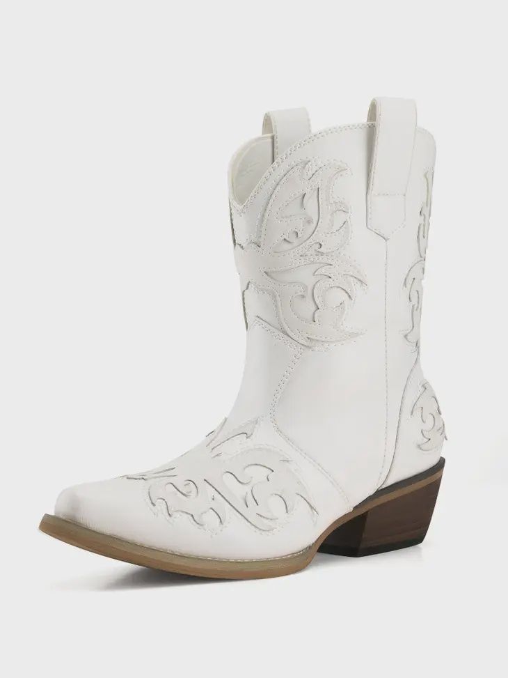 Ankle Western Cowgirl Boots, color: White, Size: 6