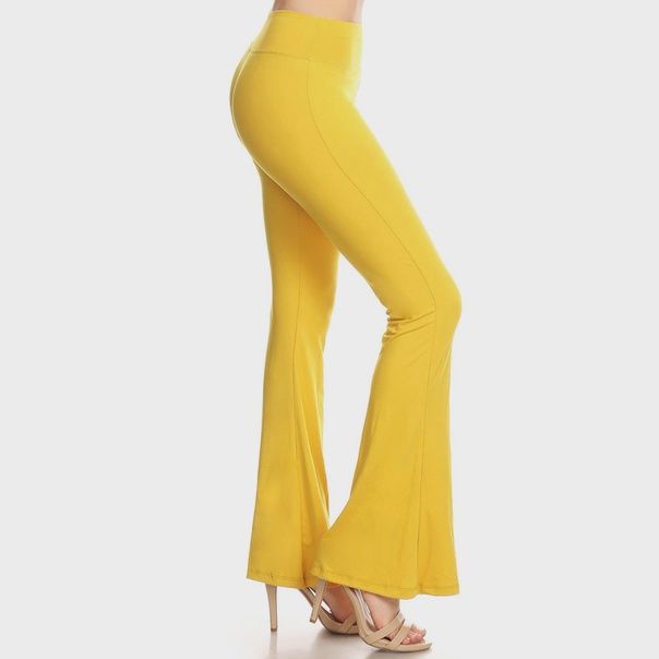 Flare Legged Pants, Size: S, color: Yellow
