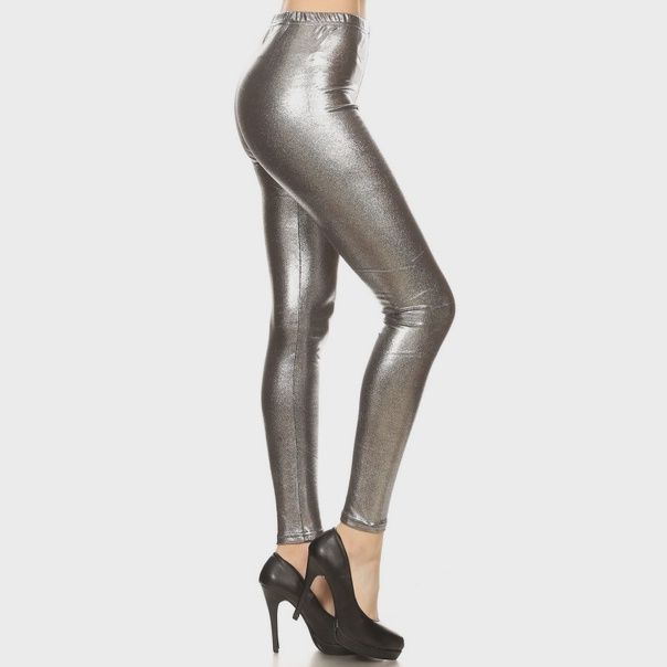 Metallic Leggings, Size: S, color: Silver