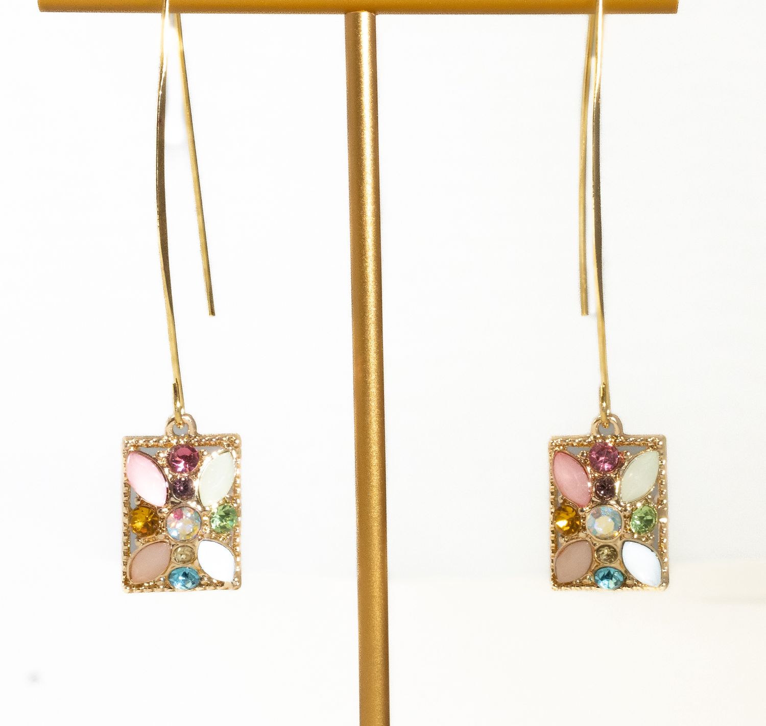 Sq Pastel Pedal Dangle Earrings