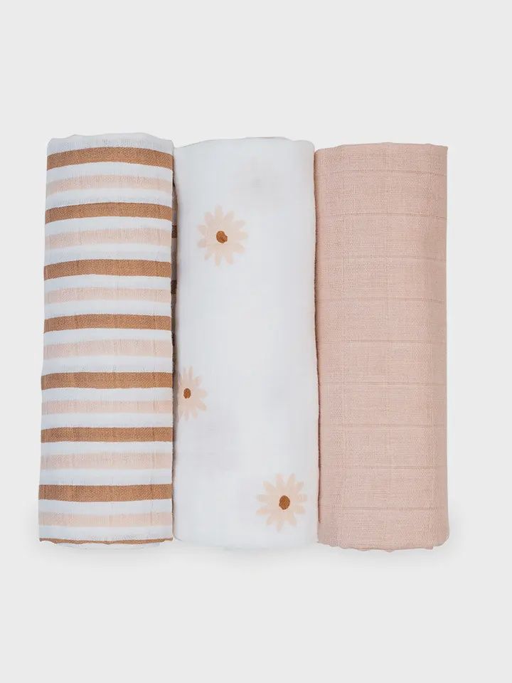 3 Pk Muslin Receiving Blanket, Style: Daisy