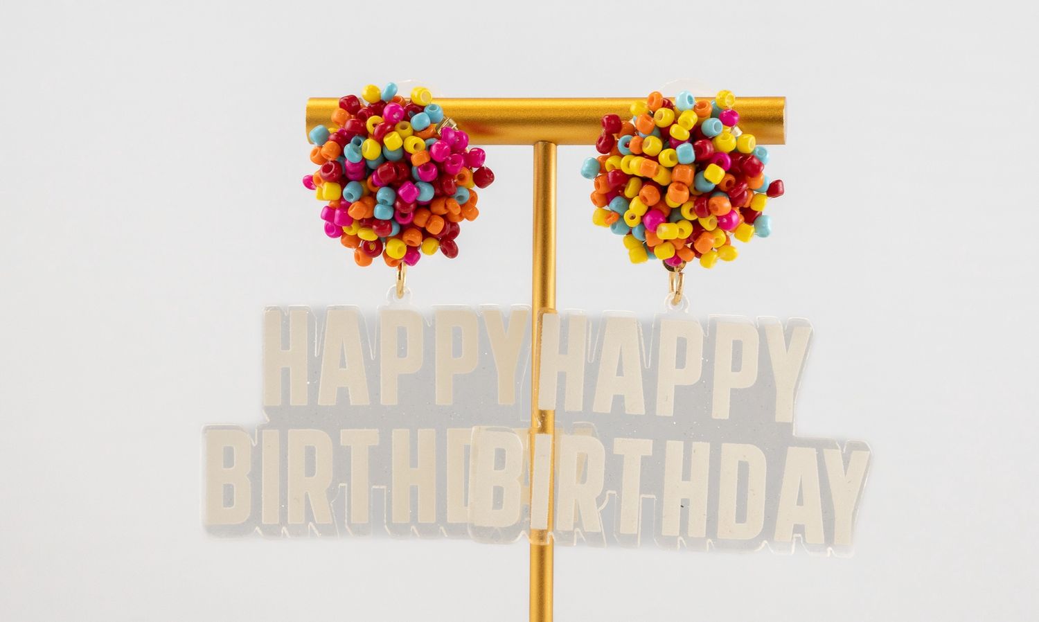 Colorful Beaded Happy Birthday Earrings