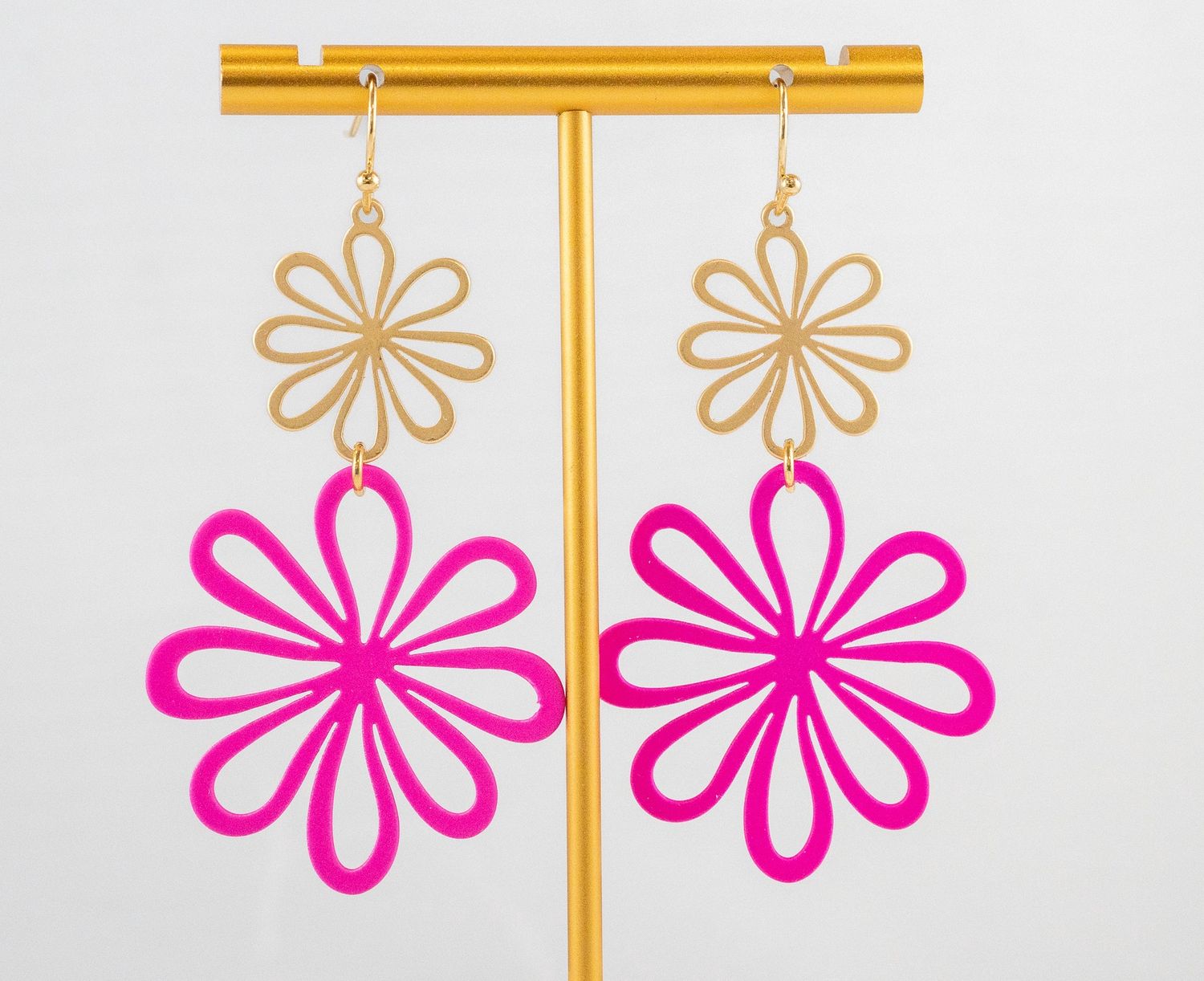 Colored Flower Dangle Earrings