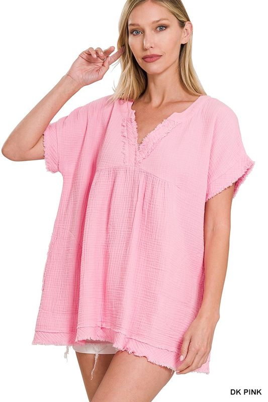 Double Gauze V Neck Shirt