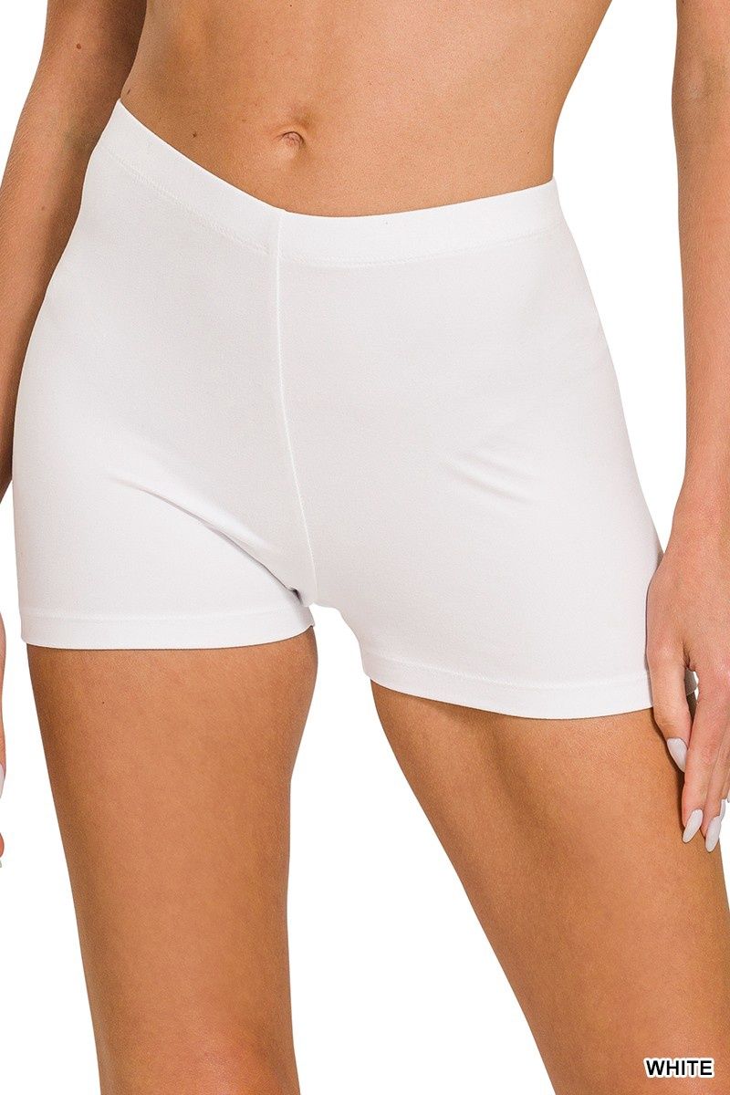 Brushed Microfiber Biker Shorts, color: White, Size: S