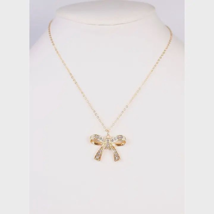 Norbury CZ Bow Necklace Gold