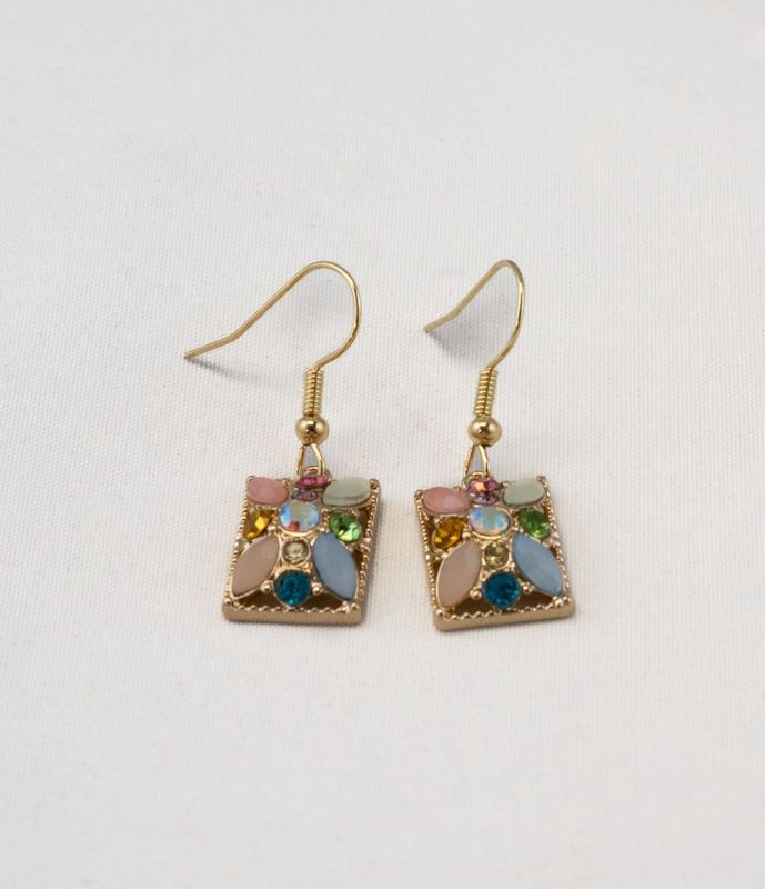 Sq Pastel stoned Earring