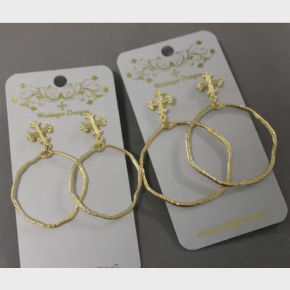 Cross Post Earring Hoops, Size: Med