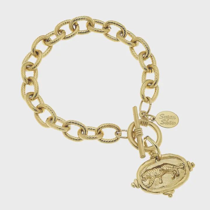 Gold Tiger Italian Intaglio Bracelet