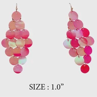 Hot Pink Sequin Chandelier 3&quot; Earrings