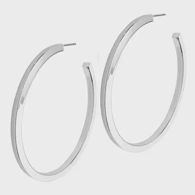 Silver Squared Off Hoops 2&quot;