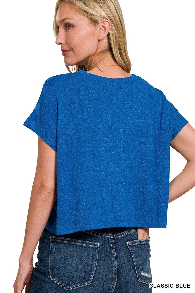 Short Sleeve Cropped Top, Size: S, color: Royal