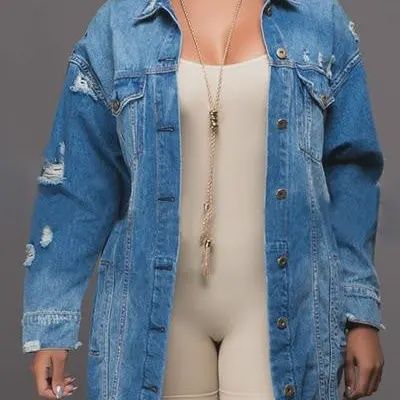 Mid Length Denim Jacket Dark