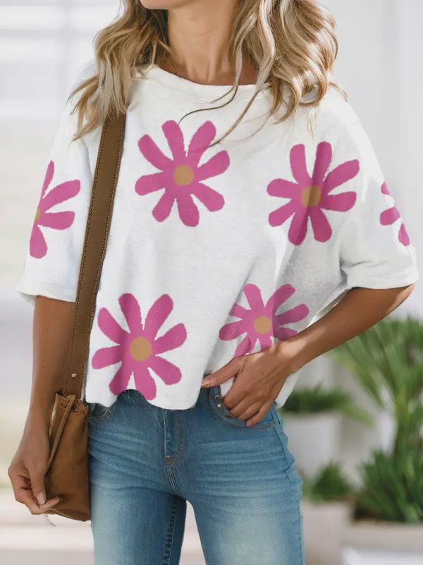 Big Flower Printed Loose Fit Tee
