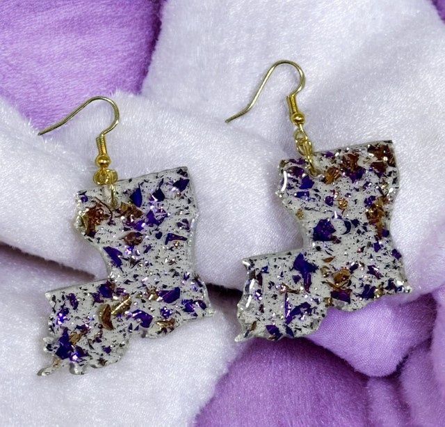 Purple/Gold Confetti Earrings