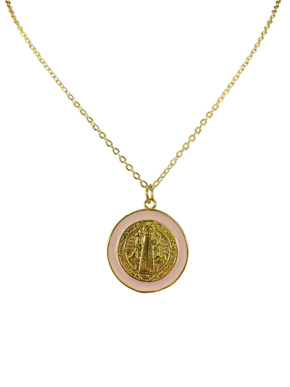 Jesus Medal Charm Necklace, color: Pink