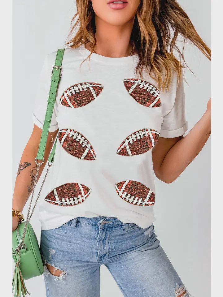 Sequined Rugby Football Tee