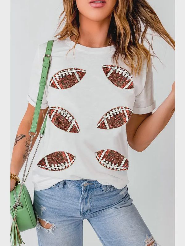Sequined Rugby Football Tee
