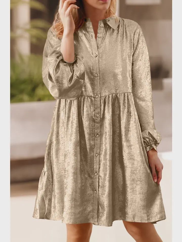 Metallic Mini Shirt Dress