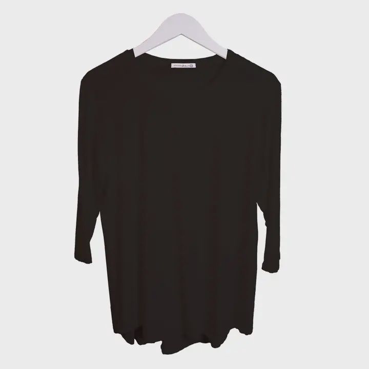 Luxe 3/4 Sleeve Tee, Size: S, color: Black